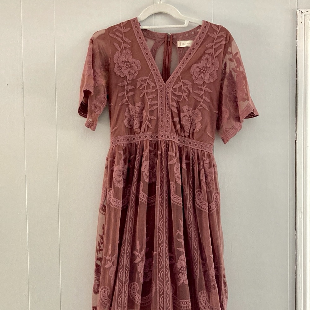 Altar’d State Lace Dress Purple Sheer Back - Picture 2 of 6